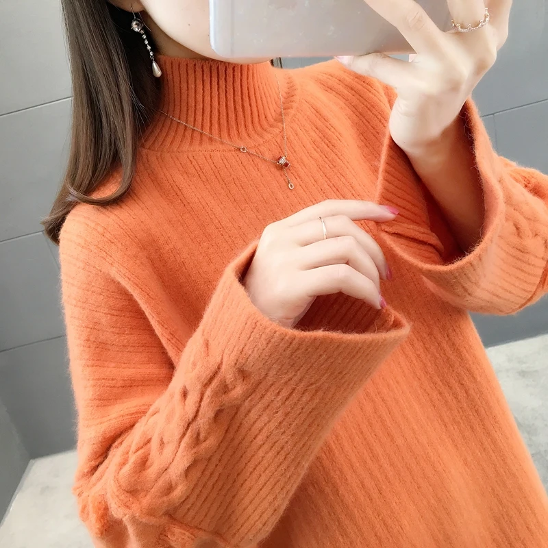 

452752 real picture hemp tassel sleeve high collar knitting Pullover sweater [22 right, zone u]2019ag