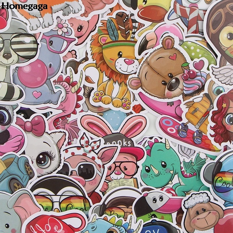 

10sets/lot Homegaga 40Pcs/set Cartoon Pets Stickers Animal Stickers Skateboard Luggage Stickers Wall Decals Gifts for Kids D2557
