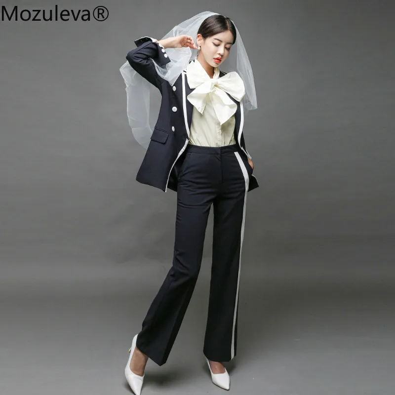 Mozuleva модный двубортный Женский блейзер элегантный женский брючный костюм в