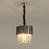 led postmodern silver gold crystal round lustre hanging lamps suspension luminaire lampen pendant light for dinning room