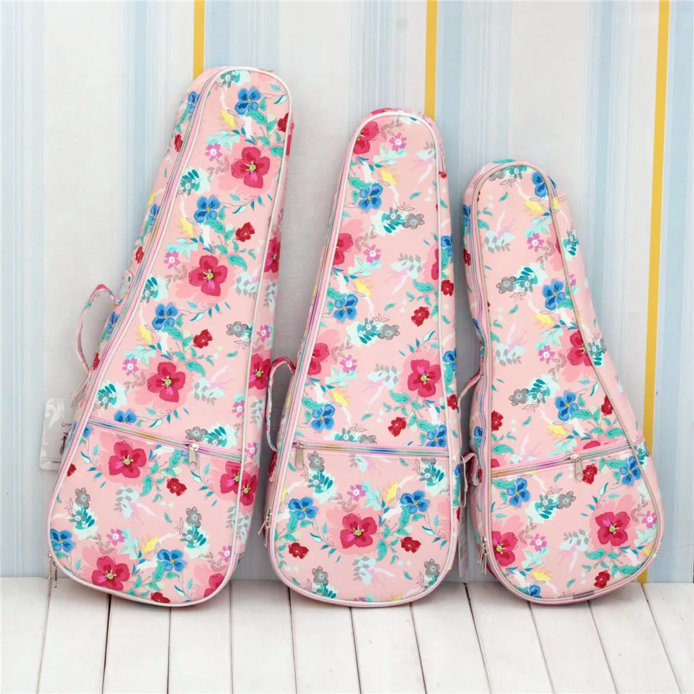 Укулеле Сумка Рюкзак Сумочка розовый цветок 12 мм утолщаются сопрано концертный