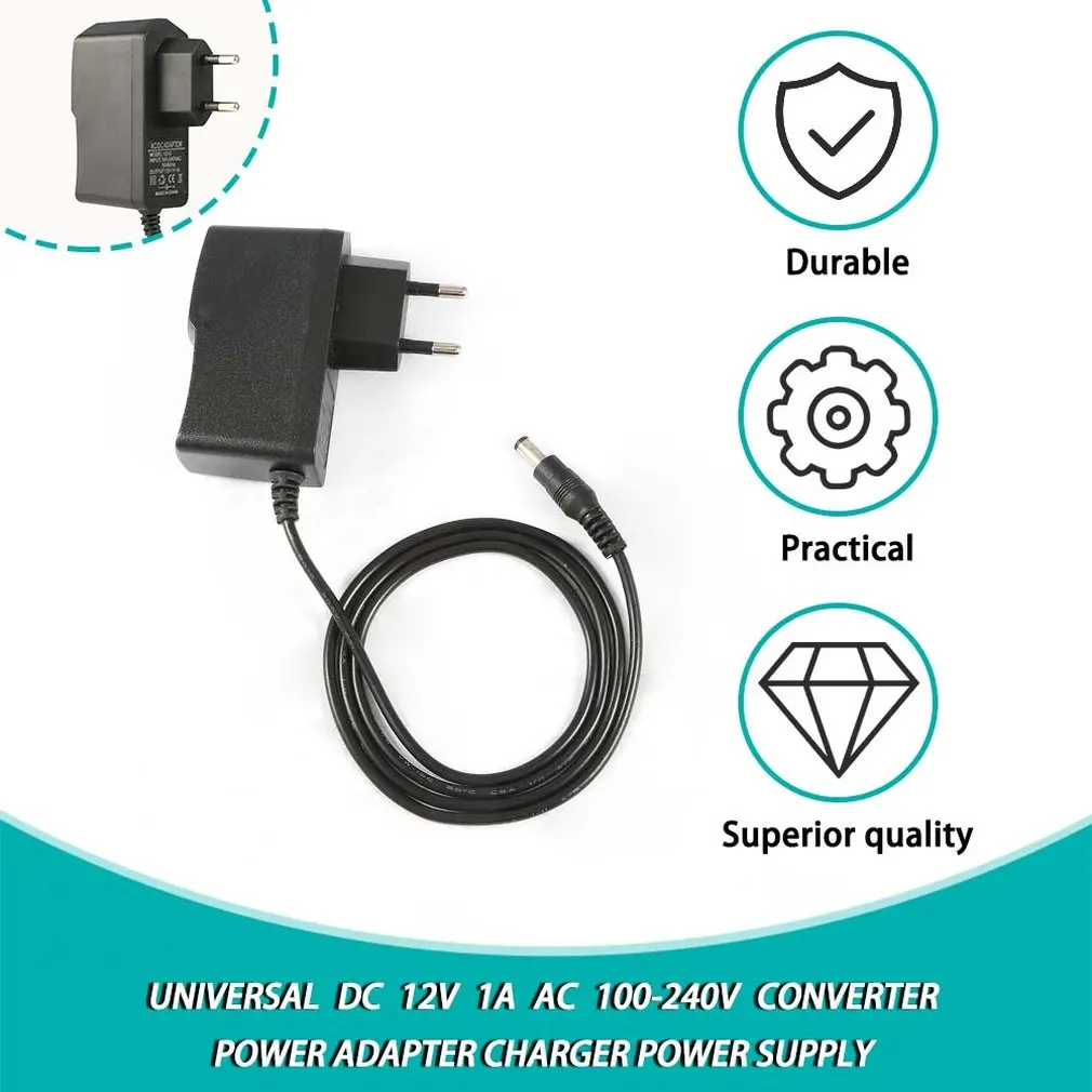 Hot New Universal DC 12V 1A AC 100-240V Converter Adapter Charger Power Supply EU Plug Portable Travel Wall Black | Лампы и освещение