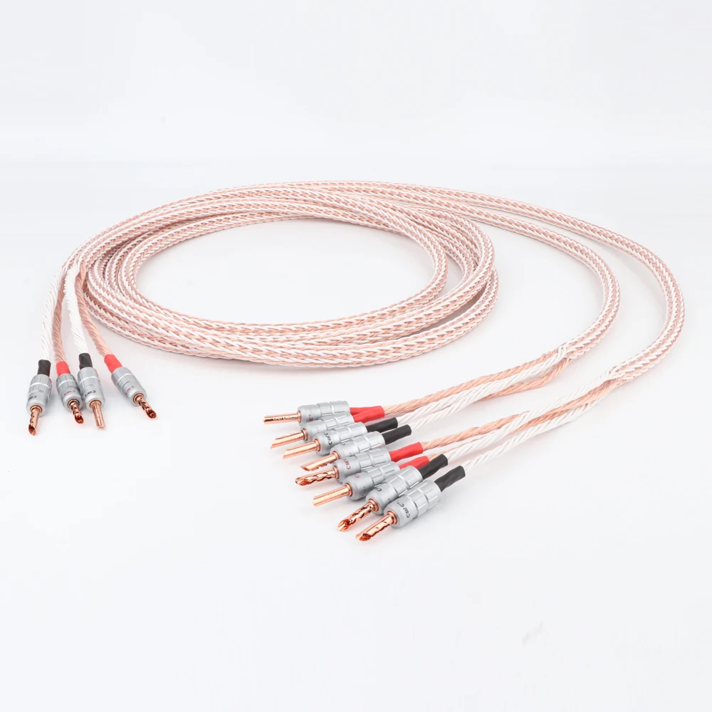 Пара 12TC Hifi акустический кабель с 2 разъемами типа банан для 2/4 разъемов Hi-end OCC
