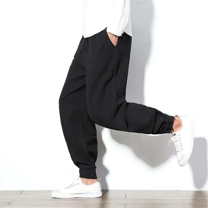 Брюки мужские хлопково льняные шаровары джоггеры традиционная китайская одежда