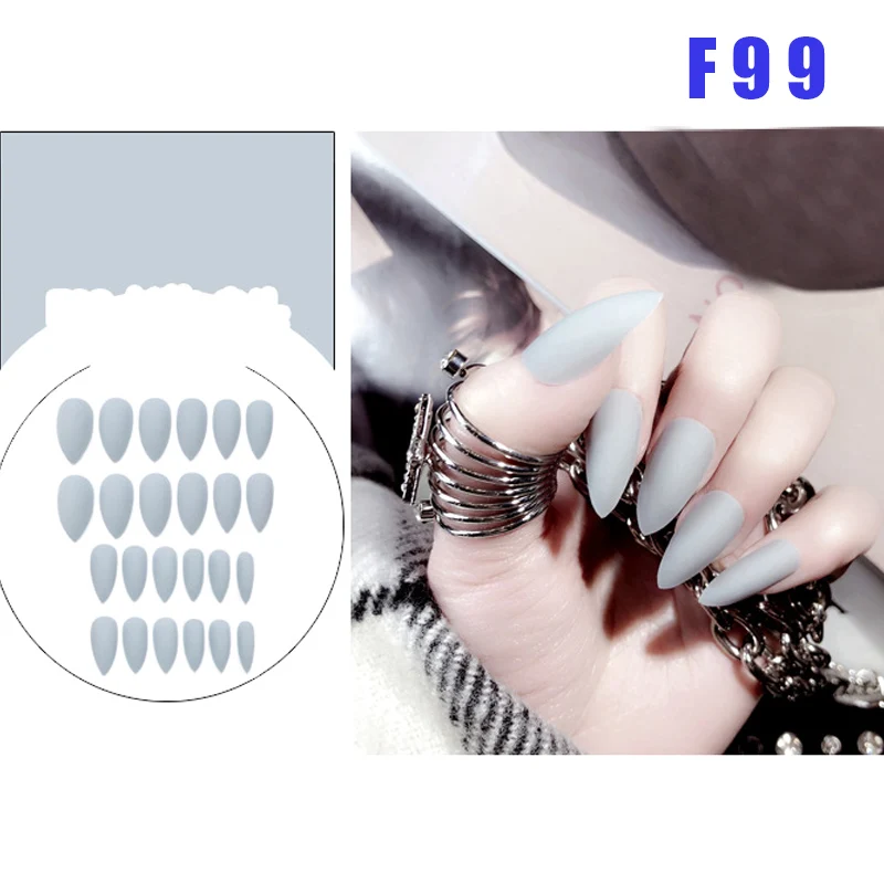 

24 Pcs Long False Nails Full Cover Artificial Nails Art Tips Sets for Ballerina Cosplay Girls Women M88