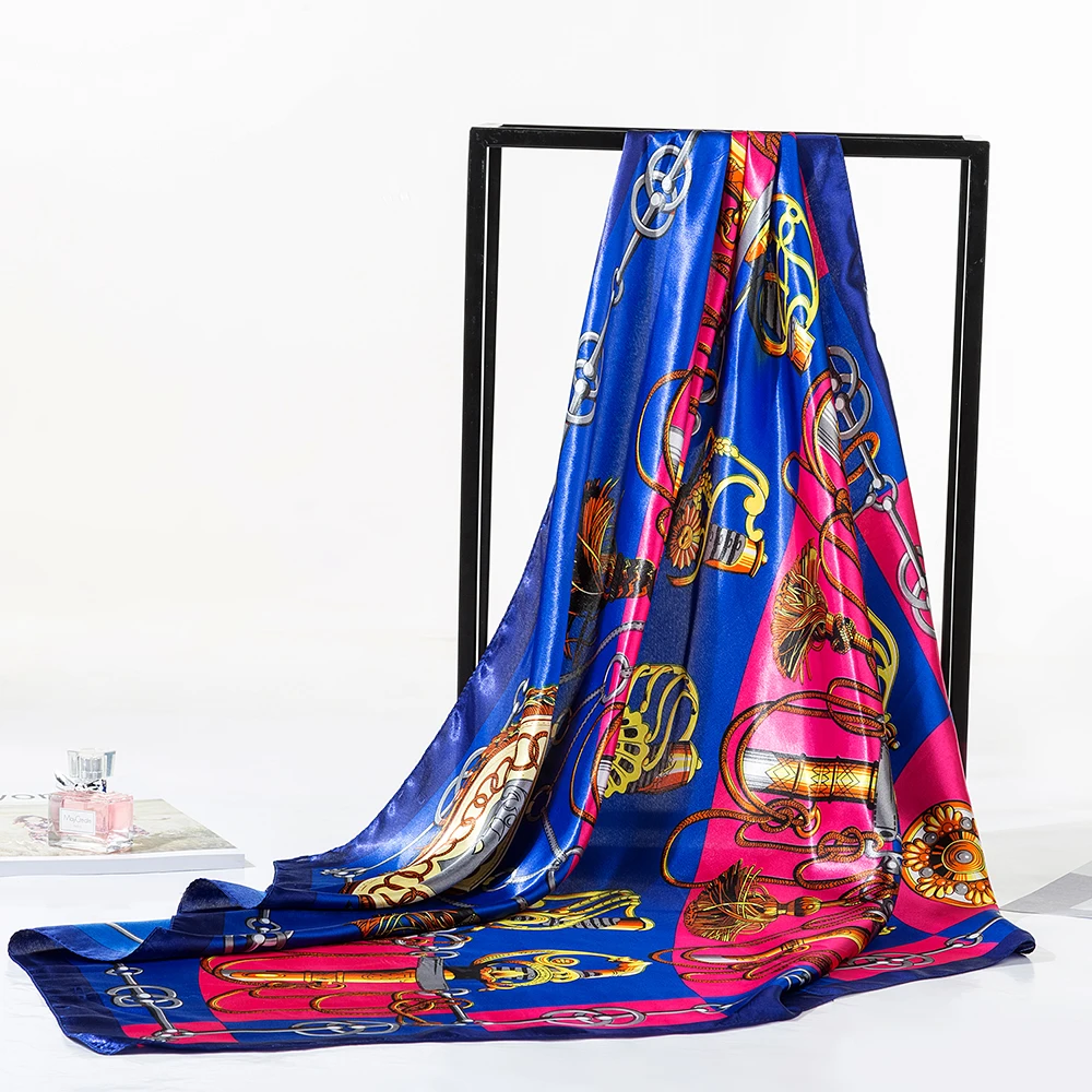 Women Satin Silk Square Hair Wrapping Scarfs Travel Scarf for Woman Retro Style Printed Shawl Echarpe Fourlard AA10137 | Аксессуары для