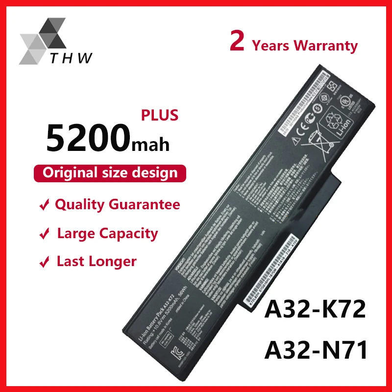 THW ноутбук Батарея A32 K72 N71 для ASUS A72 A72D A72DR A72F A72J A72JK A72JR K72D K72DR K72DY K72F K72J
