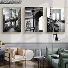 Художественные настенные плакаты известного здания Лондона Нью-Йорка, черные и белые плакаты и принты, Картина на холсте, настенные картины для декора комнаты