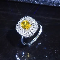 classic square adjustable ring with fashion dazzling yellow cubic zircon luxury jewelry for women wedding party anniversary gift