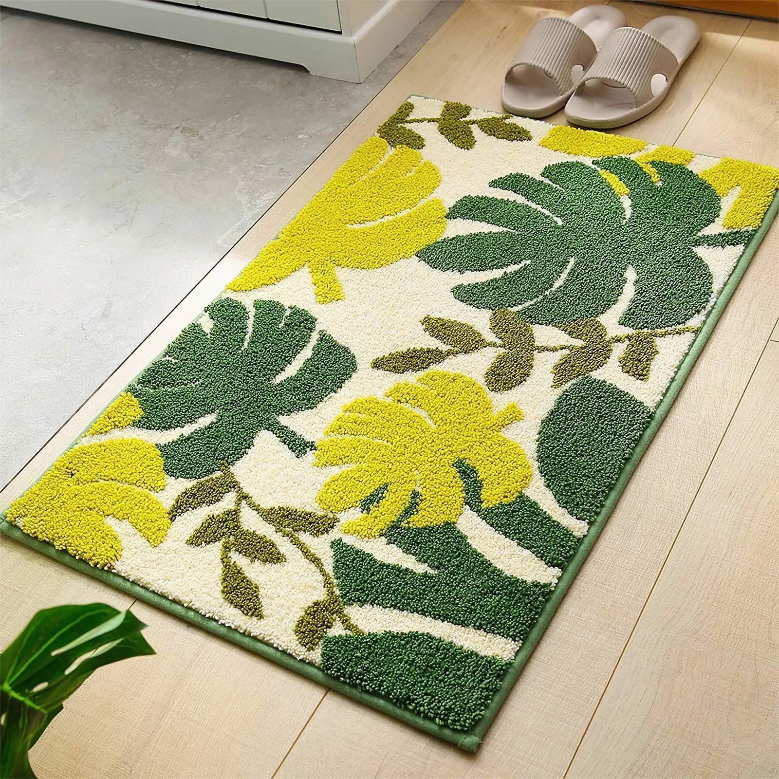 

Plush Velvet Mat Water Absorbent Soft Rainforest Style Ground Mat Non-slip Fluffy Bathroom Carpet Rug Ground Rectangle Carpet