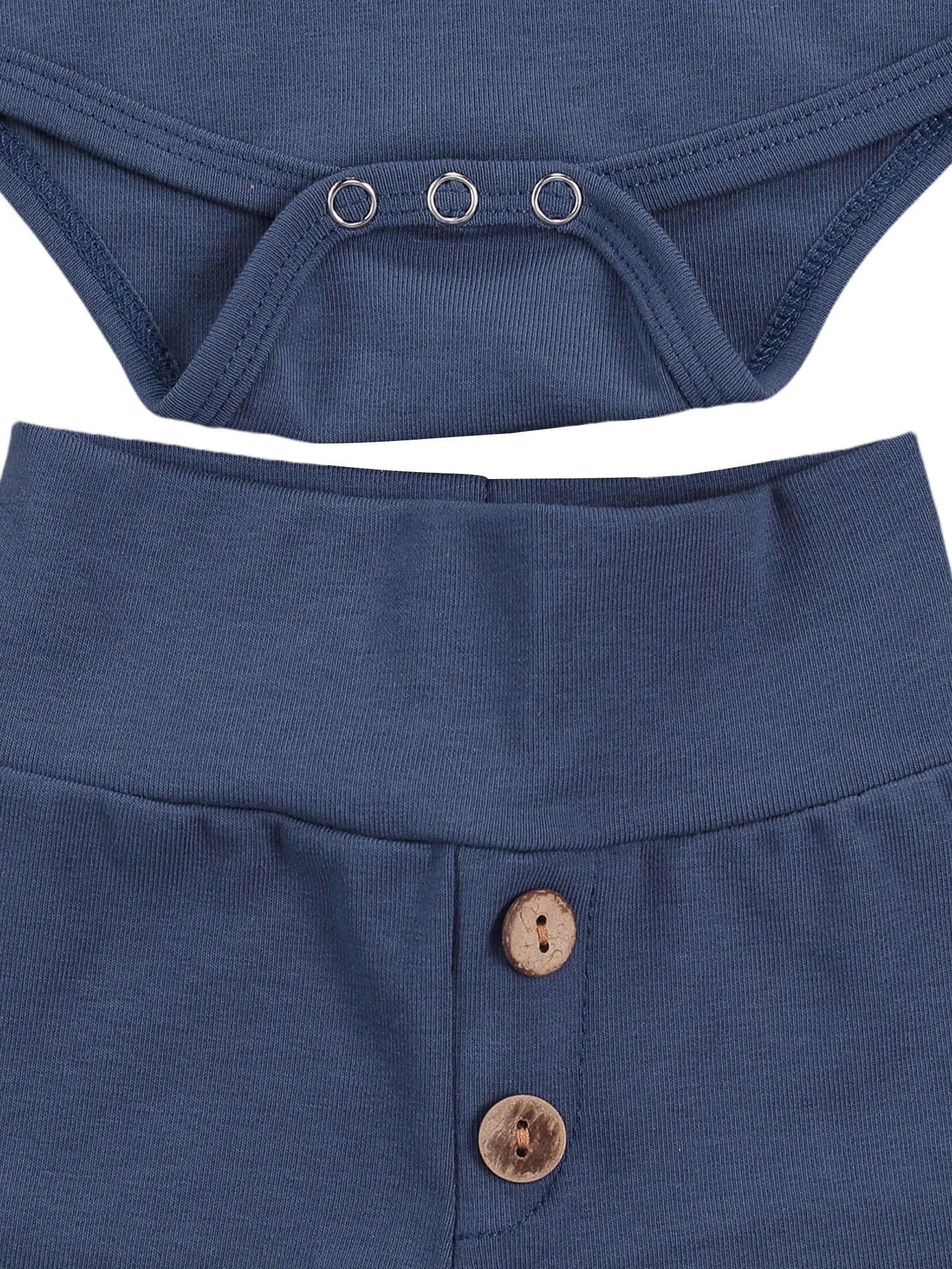 

2020 Newborn Solid Set Long Sleeve Solid Button Romper Toddlers Elastic Force Trousers Solid Color 0-18M