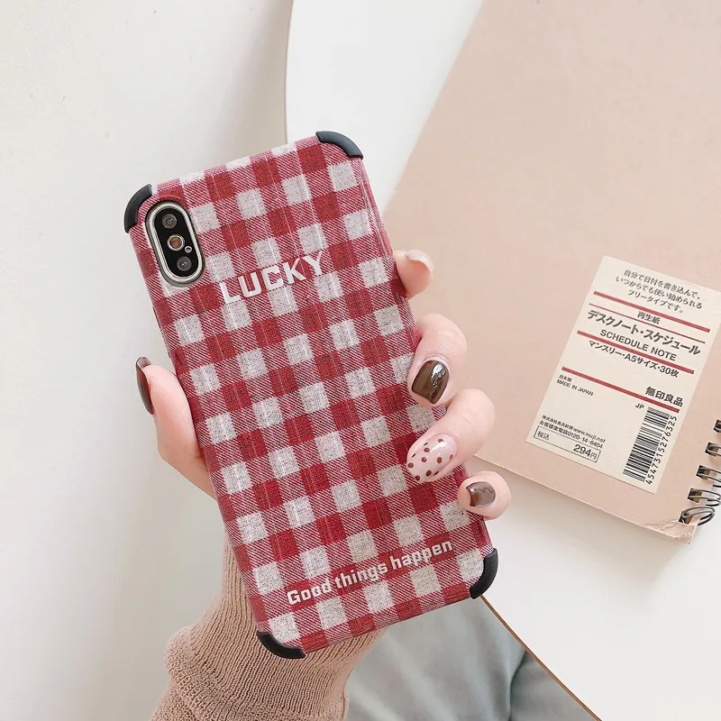 Lucky Красный Клетчатый силиконовый чехол для телефона iPhone 11 Pro XS MAX XR X