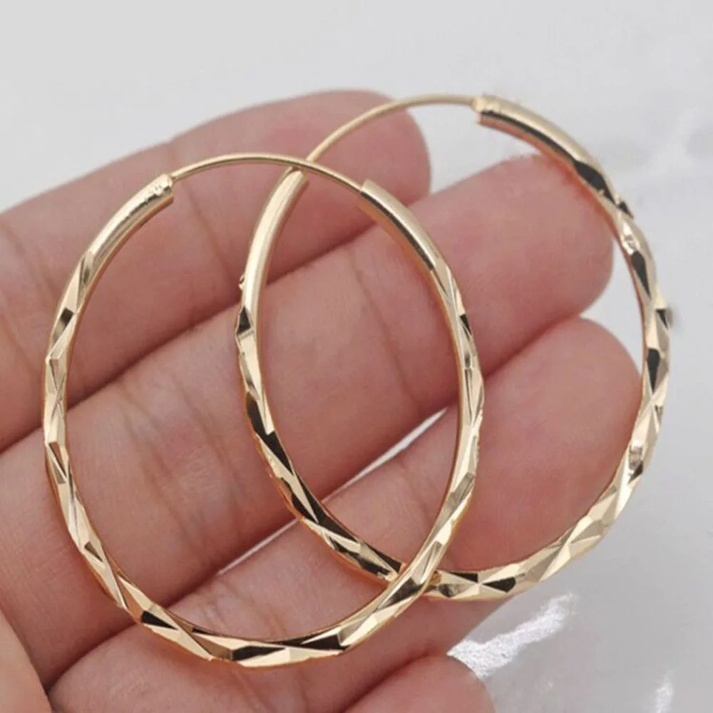 Yobest 1Pair Fashion Gold color Women Girl Trendy Large Hoop Earrings Big Smooth Circle Brand Loop Jewelry | Украшения и