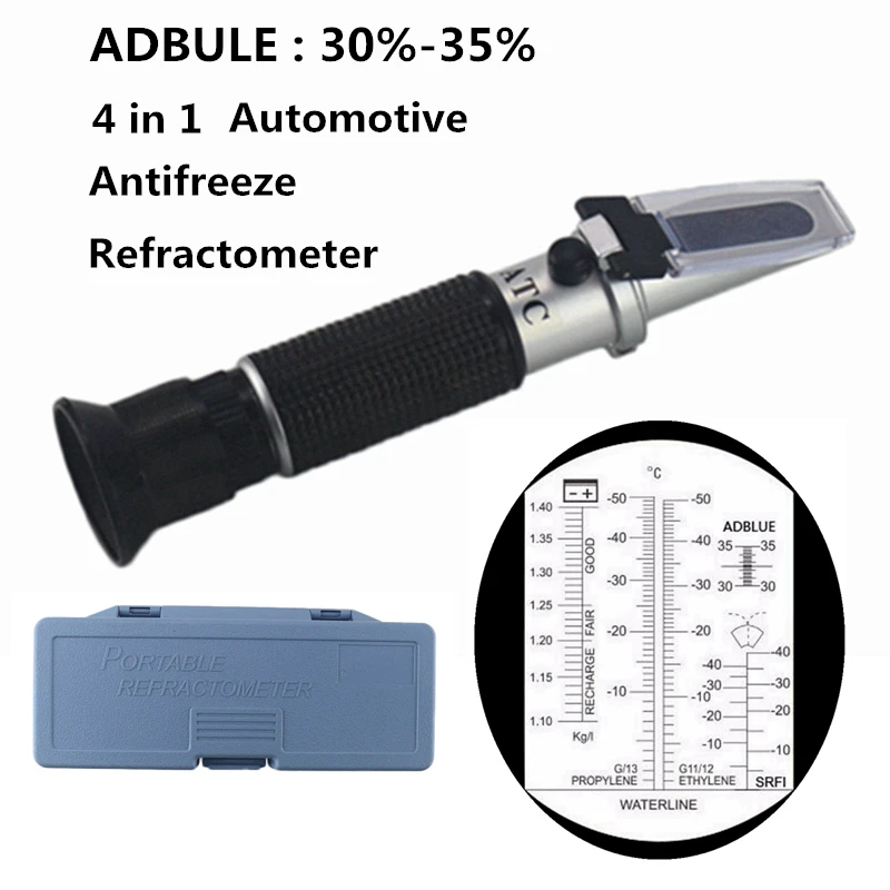 

4 в 1 ATC рефрактометр антифриз тестер хладагента Adblue детектор жидкости двигателя пропилен Этиленгликоль автомобильный тест на чистый аккуму...