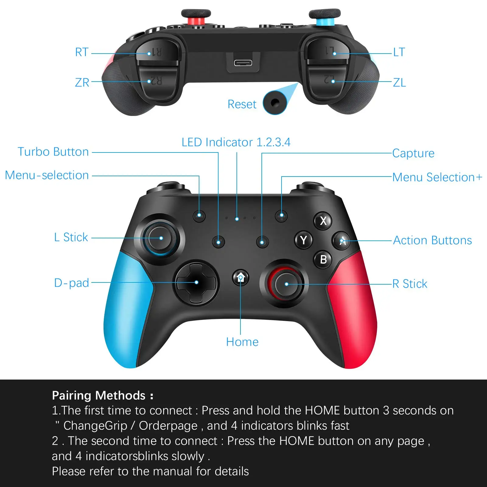 Геймпад беспроводной Pro контроллер для Switch Lite Remote джойстик с двойной вибрацией