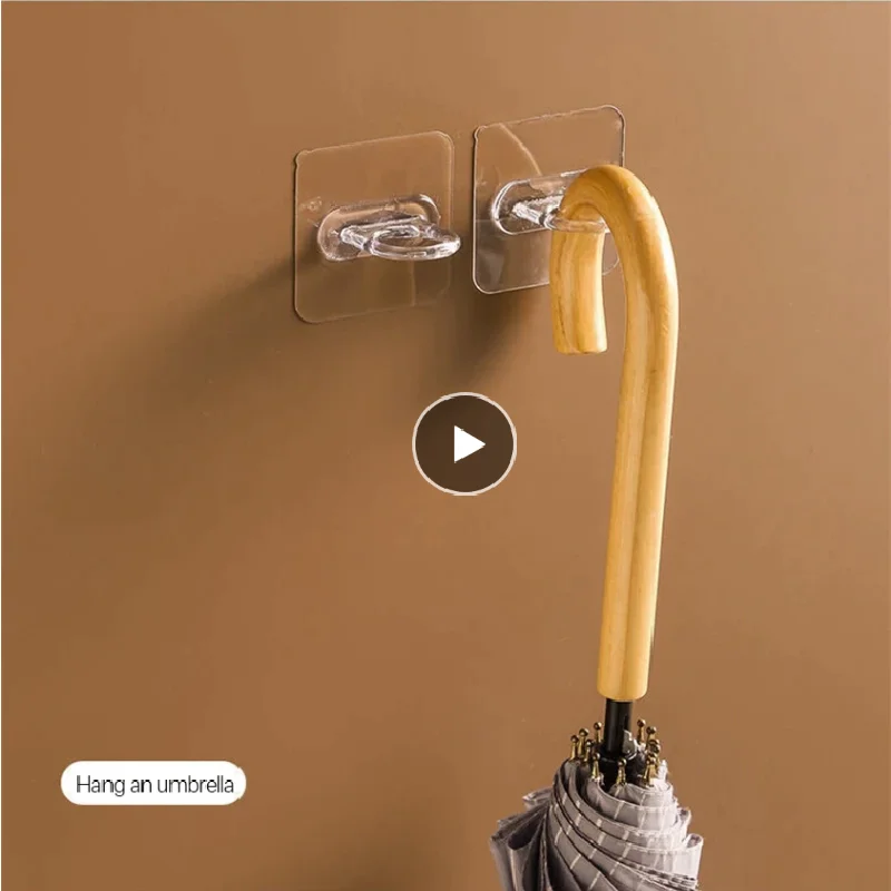 

1pc Self Adhesive Hooks Transparent Ring-shaped Multi-Purpose Hook Bathroom Towel Door Hooks For Shampoo Bottle Holder