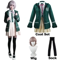 cosplay costume high school students uniform anime danganronpa nanami chiaki long sleeved jacket short skirt loli skirt and wig