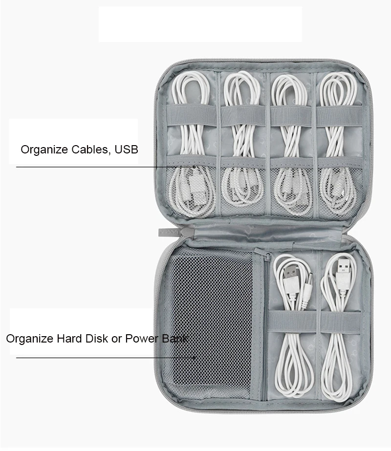 Pаспродажа Органайзер для кабелей и электронных аксессуаров, чехол для хранения USB-кабелей, органайзер для цифровых кабелей, сумка для хранения внешне...