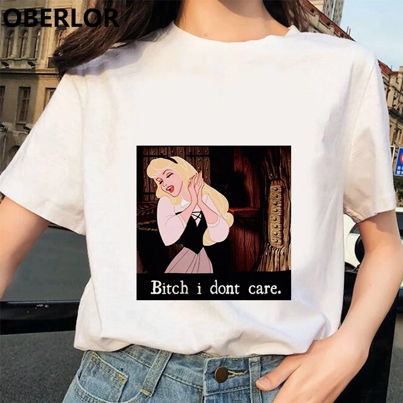 Camisetas Verano Mujer футболка принцессы с принтом Золушки женская летняя белая с коротким рукавом Harajuku Эстетическая одежда