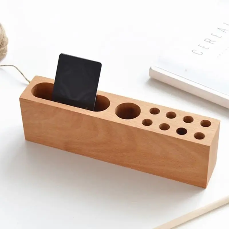 

Office Supplies Desktop Storage Box Stationery Solid Wood Pen Holders 1XCE