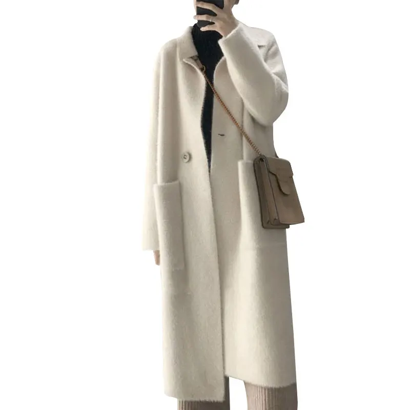 

2020 Women Vintage Knitting Long Sleeve Jacket Turndown Collar Winter Coat Female Tops Cardigans Warm Clothes Casaco Feminino