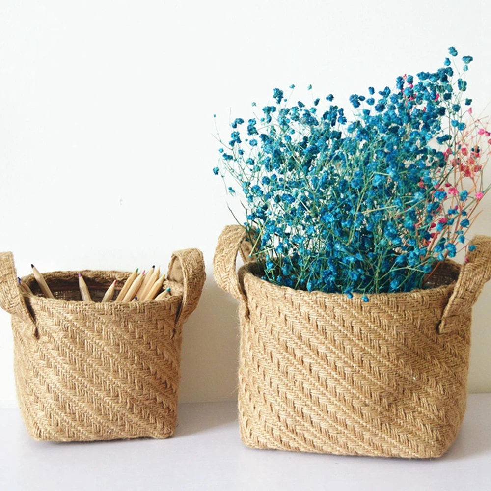 Плетеная корзина для хранения цветов из джутовой ткани хлопковая Смешанная