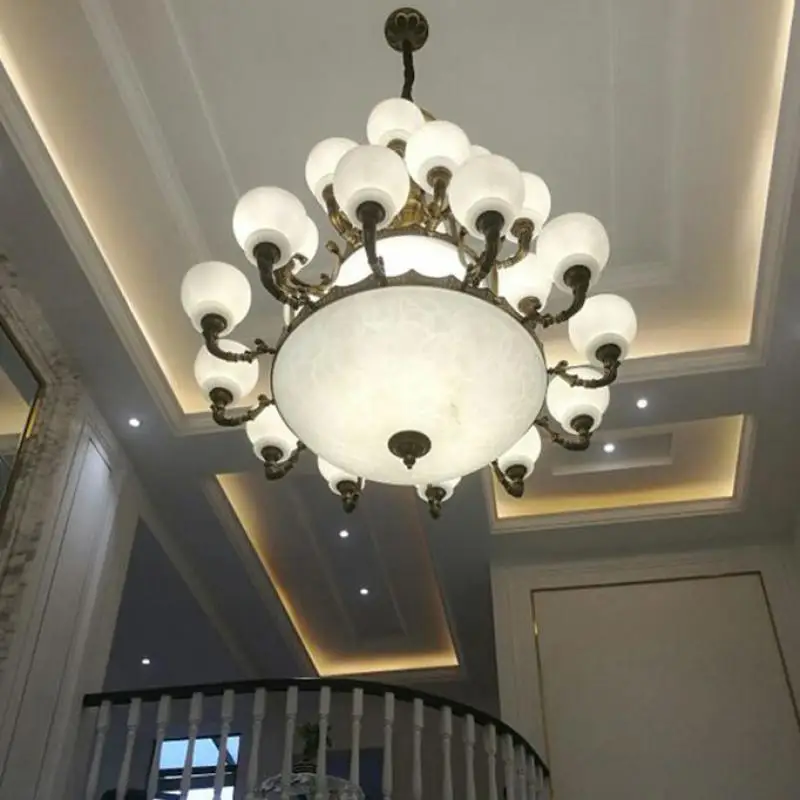 Большая античная латунная люстра 136 см американская медная лампа для церкви