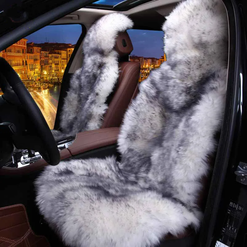 

100% Natural fur Australian sheepskin car seat covers universal size 6colors Long Hair for car lada granta for car kalina priora
