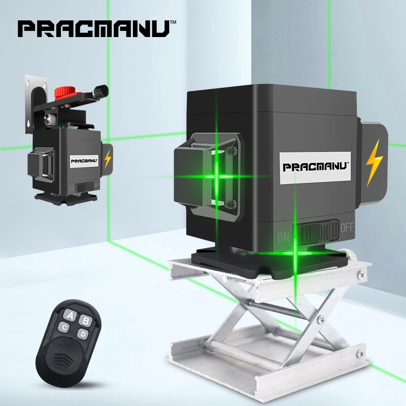 Уровень лазерный PRACMANU самонивелирующийся горизонтальный и вертикальный зеленый