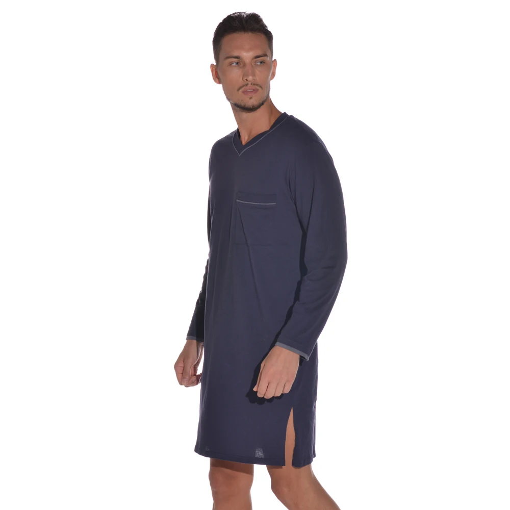 Men Spring Autumn Fashion Homewear Long Sleeve V Neck Solid Color Sleepwear Comfort Male High Quality Breathable Loose Pajamas