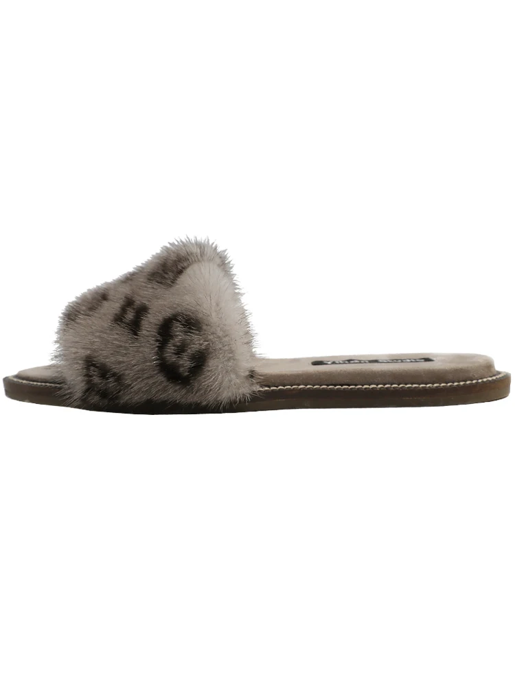 

Women's House Slippers Mink Fur Fashion Slippers Women's SLIPPERS Flat-Bottomed Women's Slippers Comfortable Home Furry Slippers
