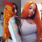 Парики из человеческих волос для женщин, блонд, кружевной передний парик, Имбирные, апельсиновые, Remy, бразильские волосы, парики на сетке 4x4, прямые фиолетовые парики