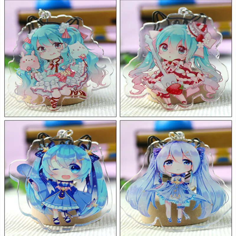 Hatsune Мику акриловый брелок Luo Tianyi аниме подвеска автомобильные аксессуары японский прозрачный брелок игра зеленый лук Брелок