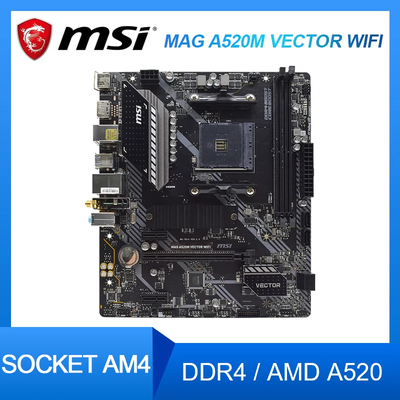 

Материнские платы MAG A520M VECTOR, разъем AM4, DDR4, 64 Гб, поддержка ryzen 5600G, 3600 ЦП M.2 PCI-E 3,0, Micro ATX, материнская плата