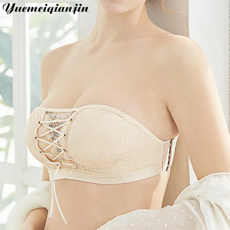 Женский кружевной бюстгальтер без бретелек косточек с супер эффектом пуш ап