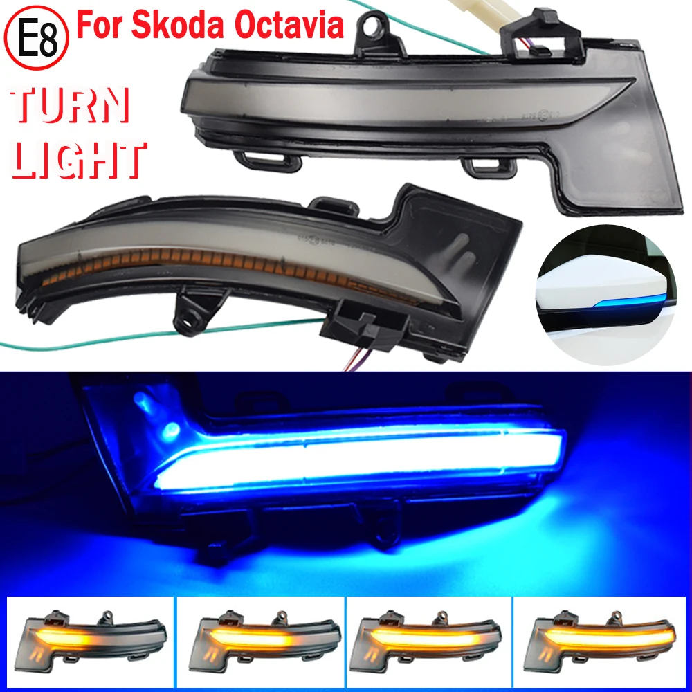 

Dynamic LED Turn Signal Blinker Mirror flasher Light For Skoda Octavia Mk3 A7 5E 2014-2019