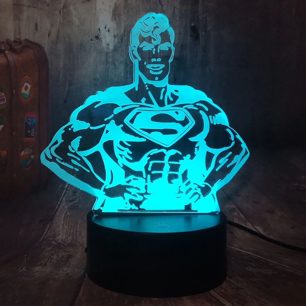 Комиксов DC Лига Справедливости супергерой Супермен 3D светодиодный ночной