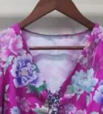 

2020 Summer New Style V-neck Ruched Print Lace-up Puff Sleeve Linen Women's Top