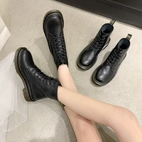martin boots locomotive mid tube short boots genuine leather short boots rubber british style retro autumn and winter female