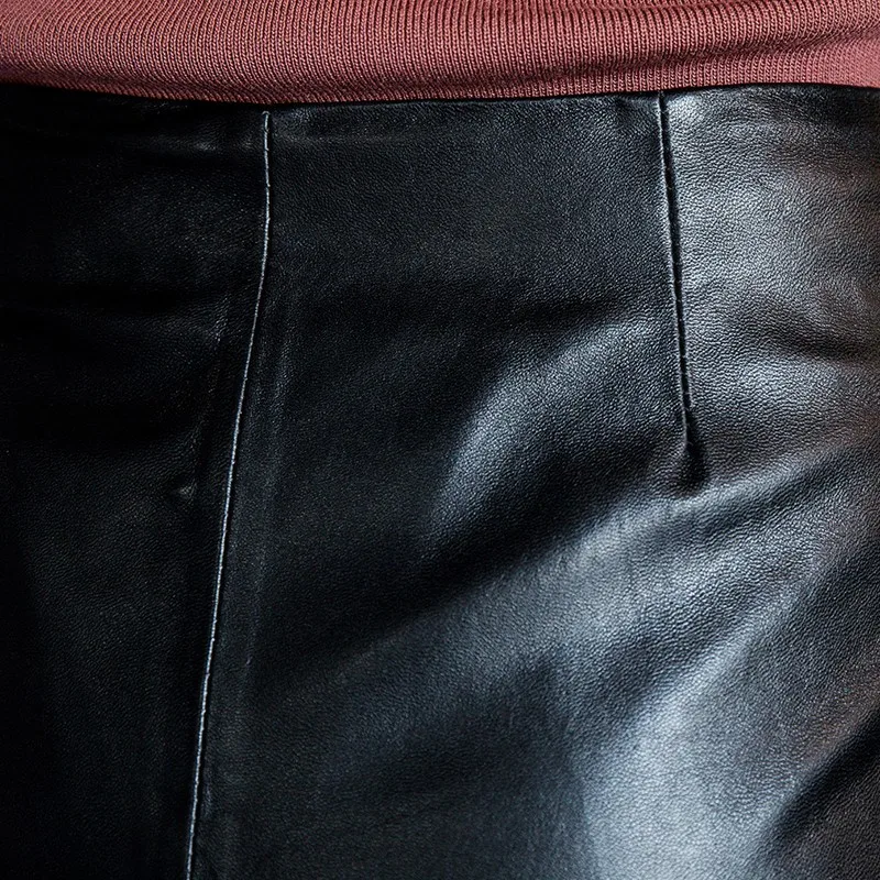 

Sexy Women Hot Mini Skirt Club Party Rivet Sheepskin Real Leather Gothic Beads Asymmetric Streetwear Skirt Jupe Femme 4XL Skirts