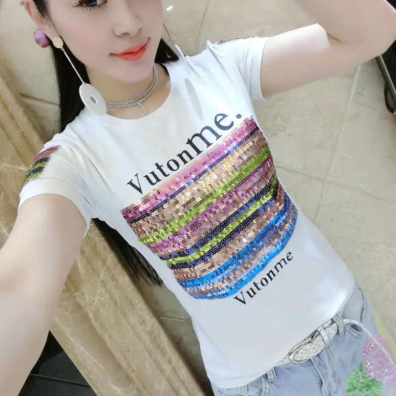 Летние Короткие топы с круглым вырезом белая хлопковая Футболка буквами и