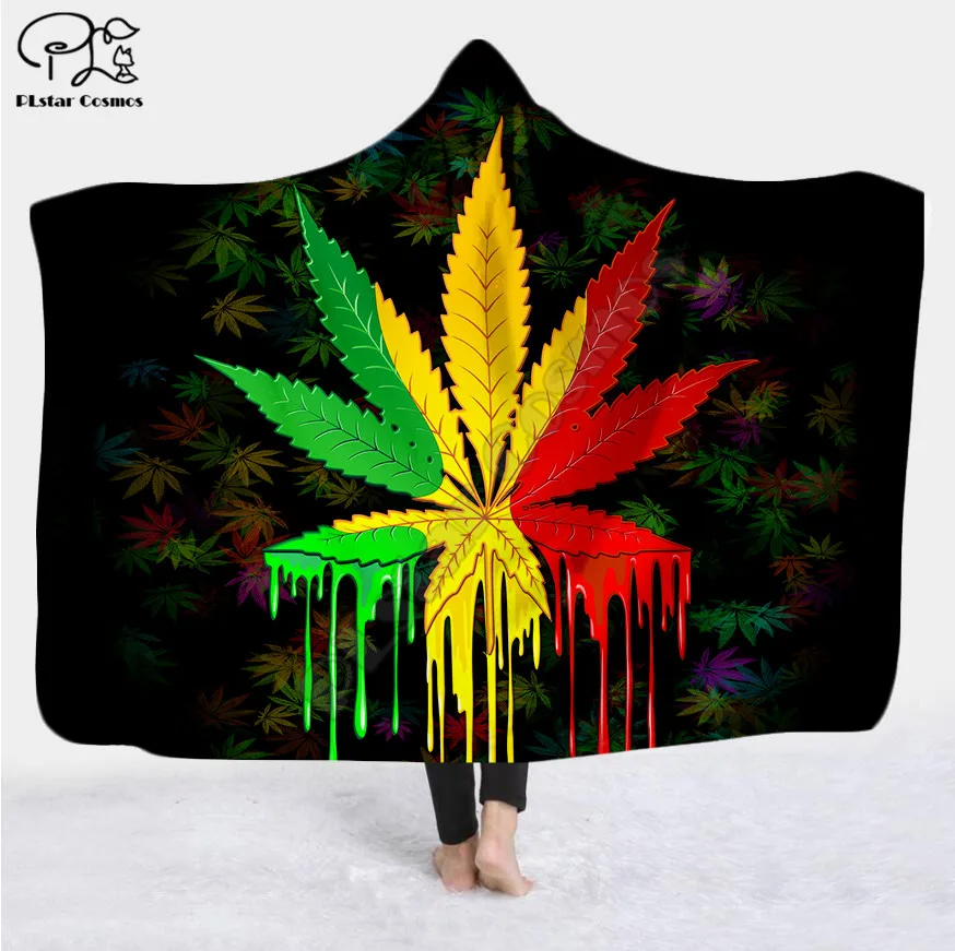 

weed Character Hooded Blanket Adult colorful child Sherpa Fleece Wearable Blanket Microfiber Bedding style-4