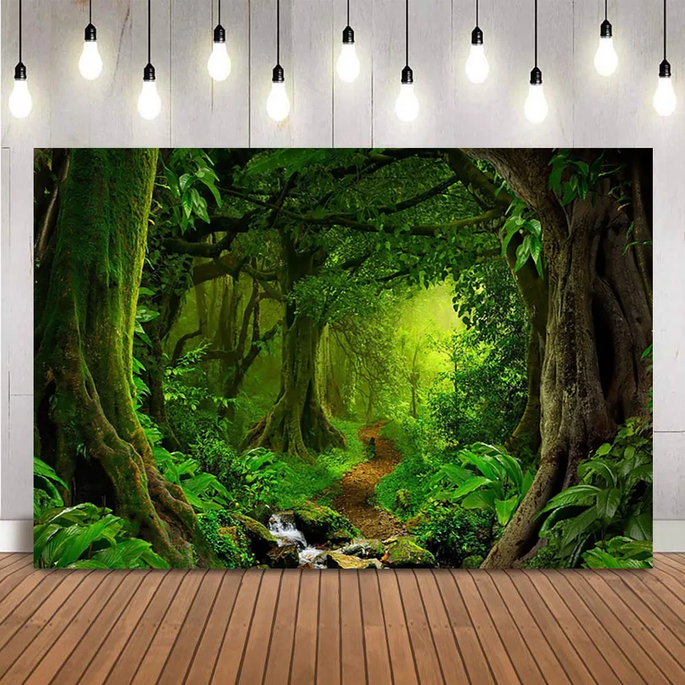 

Deep Forest Photography backdrop Safari Jungle Trees Newborn Kids Portrait Background for photo studio birthday party decoration