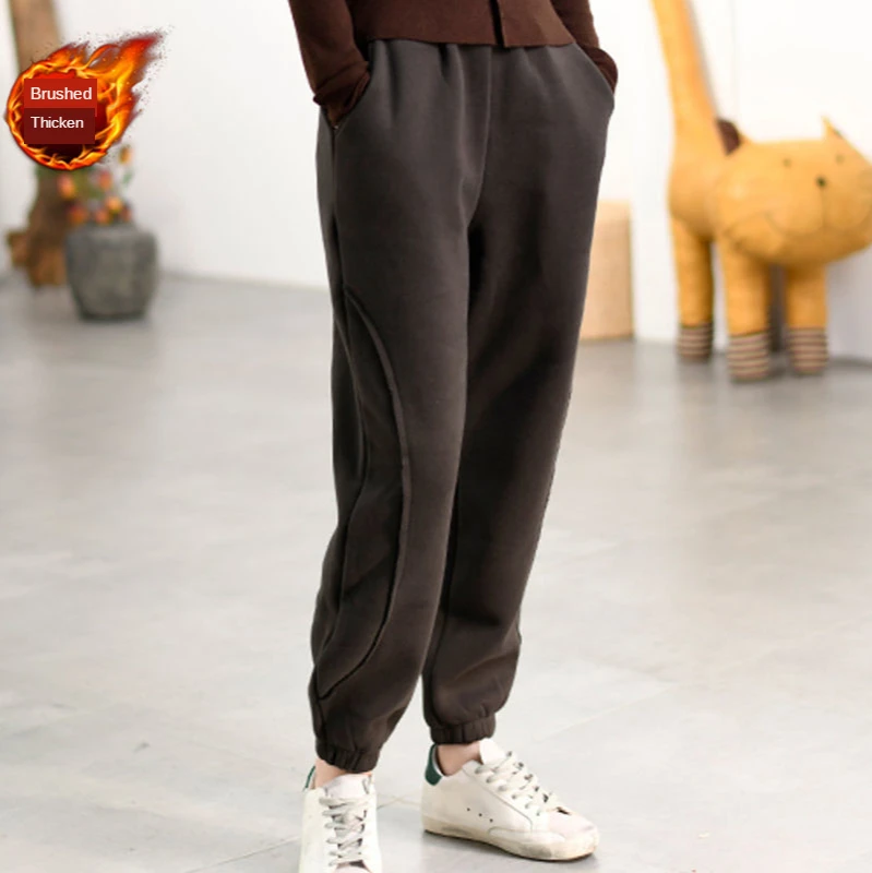 

Fleece Thick Sweat Pants Women's Winter Plus Size Loose Slimming Harem Pants Thermal Ankle Banded Pants Exercise Pants for Women