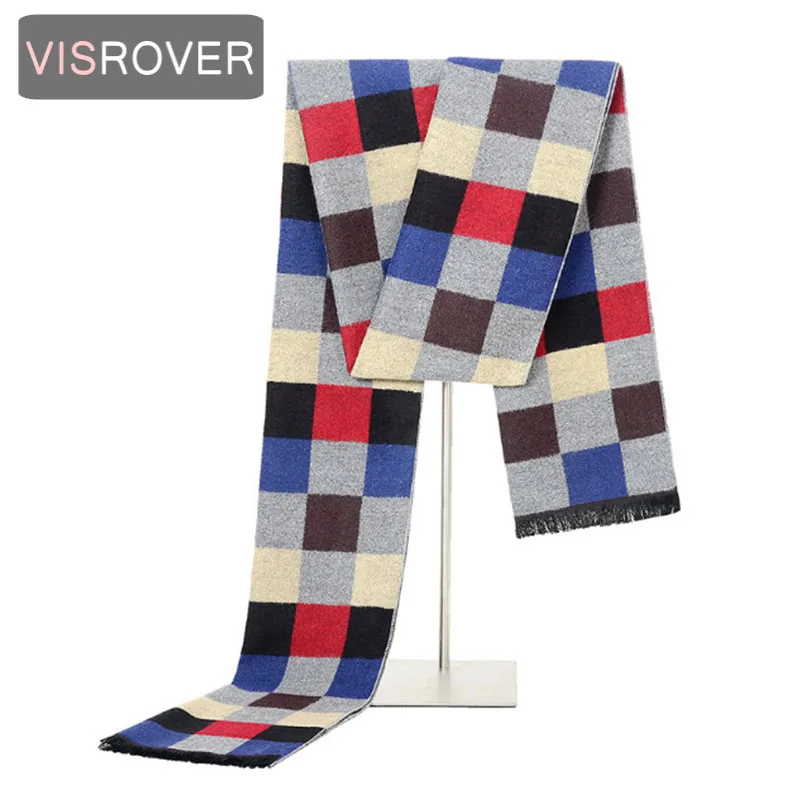 Visrover, 60 цветов, зимний шарф для мужчин, Повседневный, деловой, шарфы, шерсть, кашемир, мужской шарф, роскошный бренд, плед, шаль - Цвет: 30