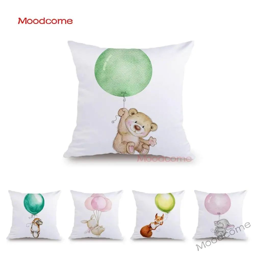 

Милый мультяшный детский чехол на диванную подушку с изображением животных, кролика, лисы, слона, бегемота, очень мягкий Бархатный Чехол для подушки