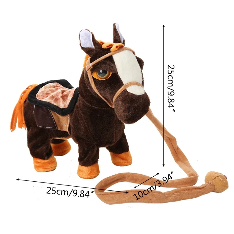 

Lovely Children Electric Plush Toy Pony Sing Dance Simulation Horse Leash Walking Soft Stuffed Doll Machine Baby Gift