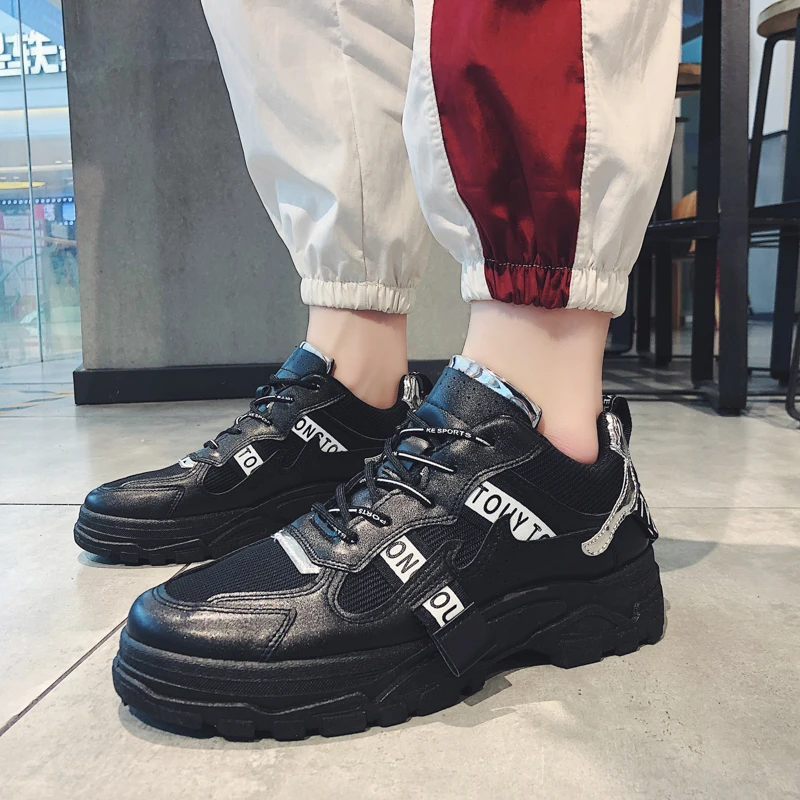 Новые мужские кроссовки на платформе толстой подошве нескользящая спортивная