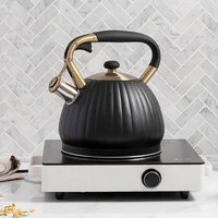 3 5l whistling kettle black pumpkin shape stainless steel tea kettle with heat proof handle universal teapot for all stovetops