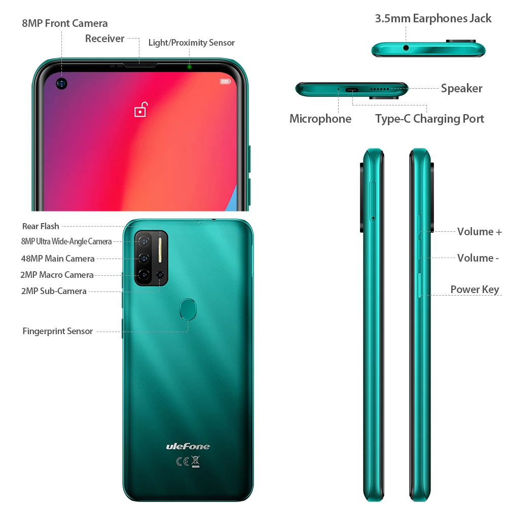 Global Version Ulefone Note 11P 6.55&quot 4G Mobile Phone Android 11 Octa Core Smartphone 8G+128G Cellphone 48MP Rear Camera 4400mAh |